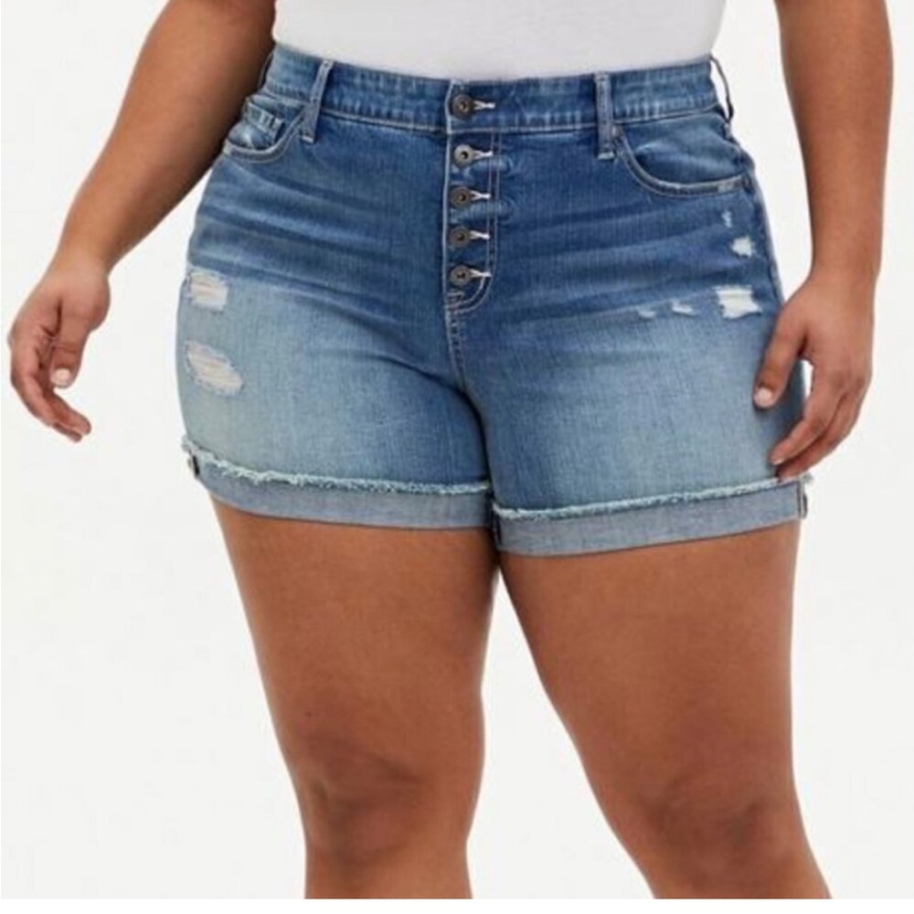 Torrid Button-fly Distressed Denim shorts